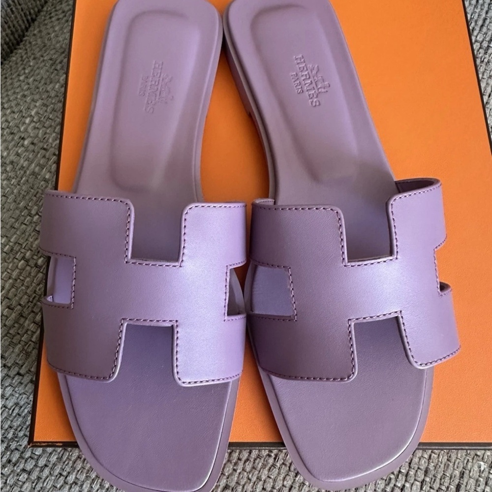 NEW HERMÈS Bruyère Calfskin ORAN Sandals